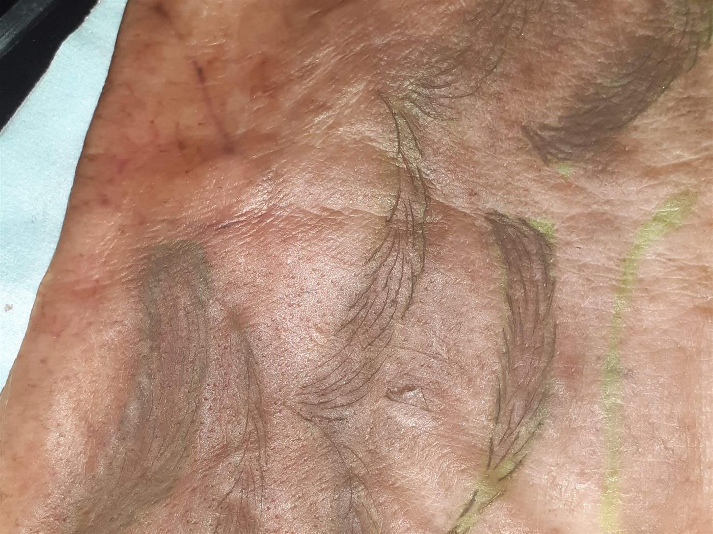 Práctica de cejas pelo a pelo sobre piel