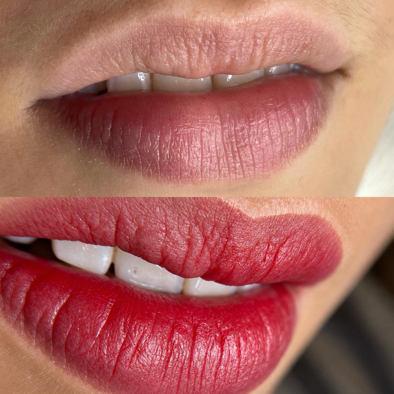 Labios en tono rojo personalizado